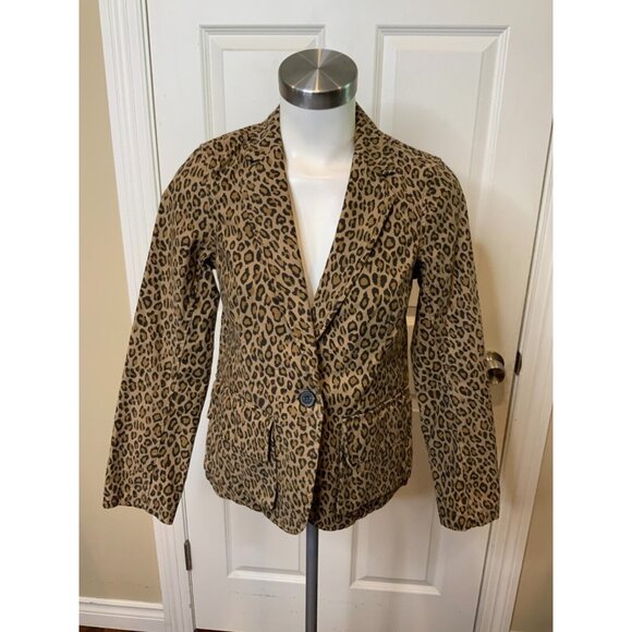 Nili Lotan Addison Brown Leopard Print Single Button Blazer, Size 0 - Picture 1 of 7